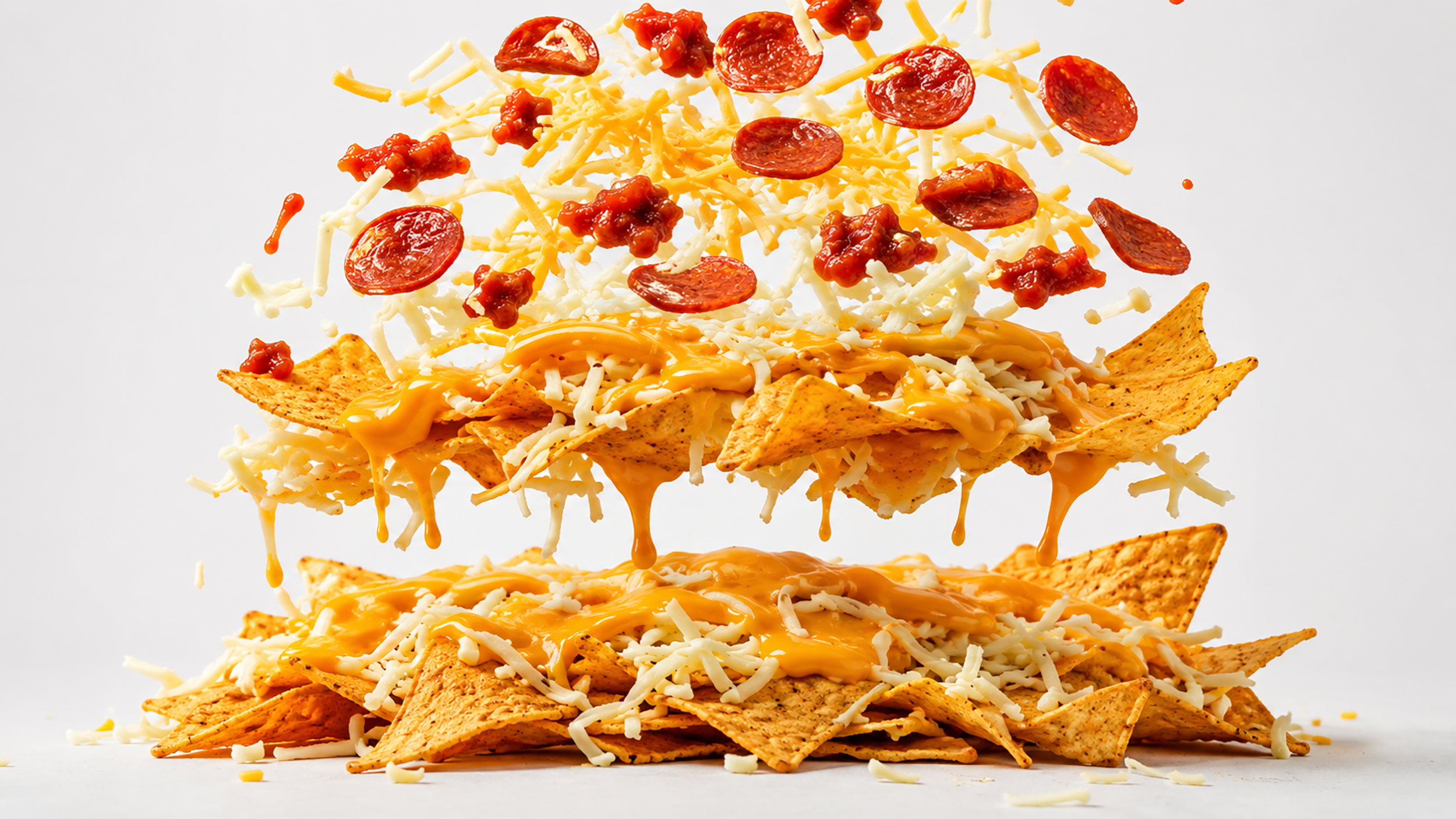 Pepperoni loaded nachos